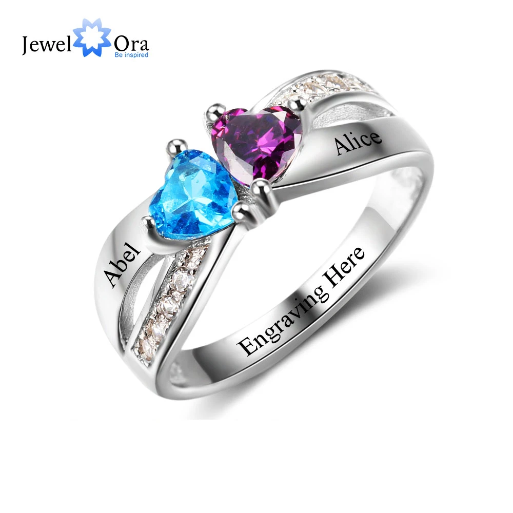 Anillos De Compromiso personalizados para mujer, joyería con grabado nombre, anillo de piedra de nacimiento personalizado, anillos de de ley 925 para mujer (JewelOra RI102504) - AliExpress Joyería y