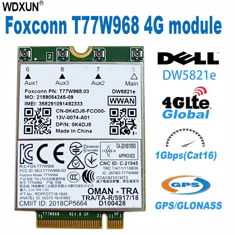 Lte T77w968 Dw5821e X20 Lte Cat16 1gbps Fdd-lte 4g Módulo para Dell 5420 5424 7424 7400 Laptop T77w968 4g - Imagem 5