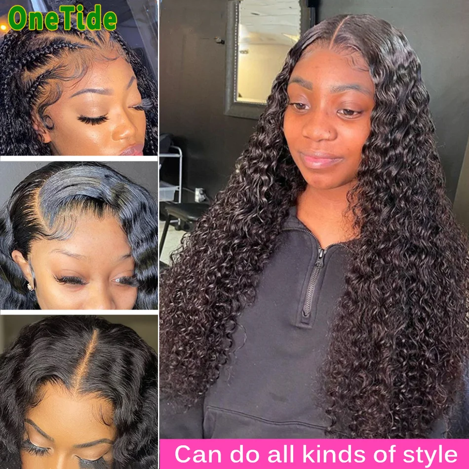 Human Hair Wigs 250 Density 13x4 Lace Frontal Deep Wave 4x4 Lace Curly For Women Brazilian Remy