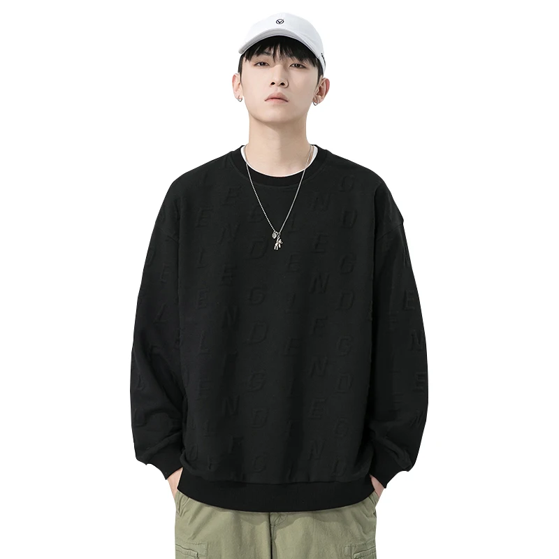 Fashion O-Neck Solid Color Letter Sweatshirts Men's Clothing 2024 Spring Summer New Loose Casual Tops All-match Sweatshirts