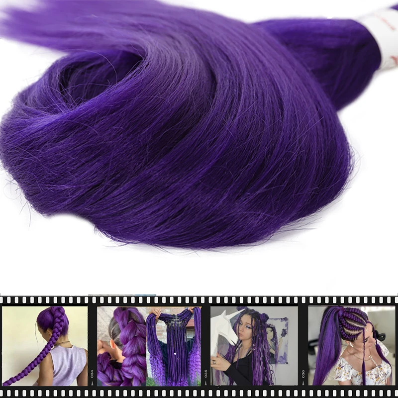 LUPU Purple Ombre Giant Braided Hair Extensions 24 Inch Pre-Stretched High-Temperature Synthetic Fiber for Easy Styling