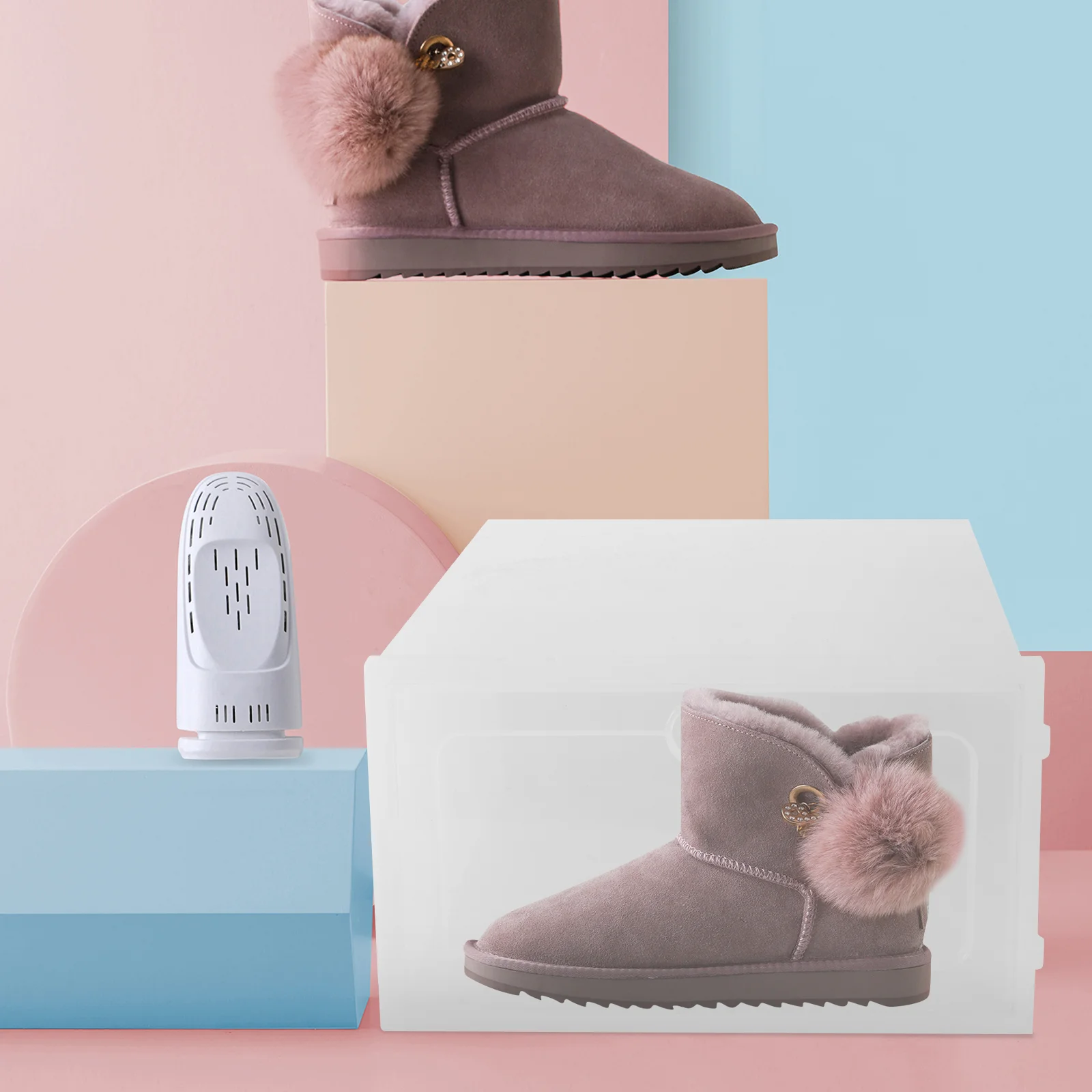 

Foldable Shoe Boxes, 12 Stackable Shoes Storage Box Stackable Shoes Storage Bin Drop Front Shoe Box- Size