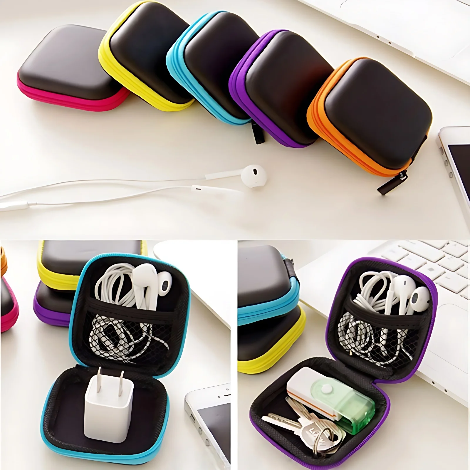 Sundries Travel Earphone Storage Bag Charging Case Zipper Bag Portable Travel Cable Organizer Electronics Storage earphone storage bag