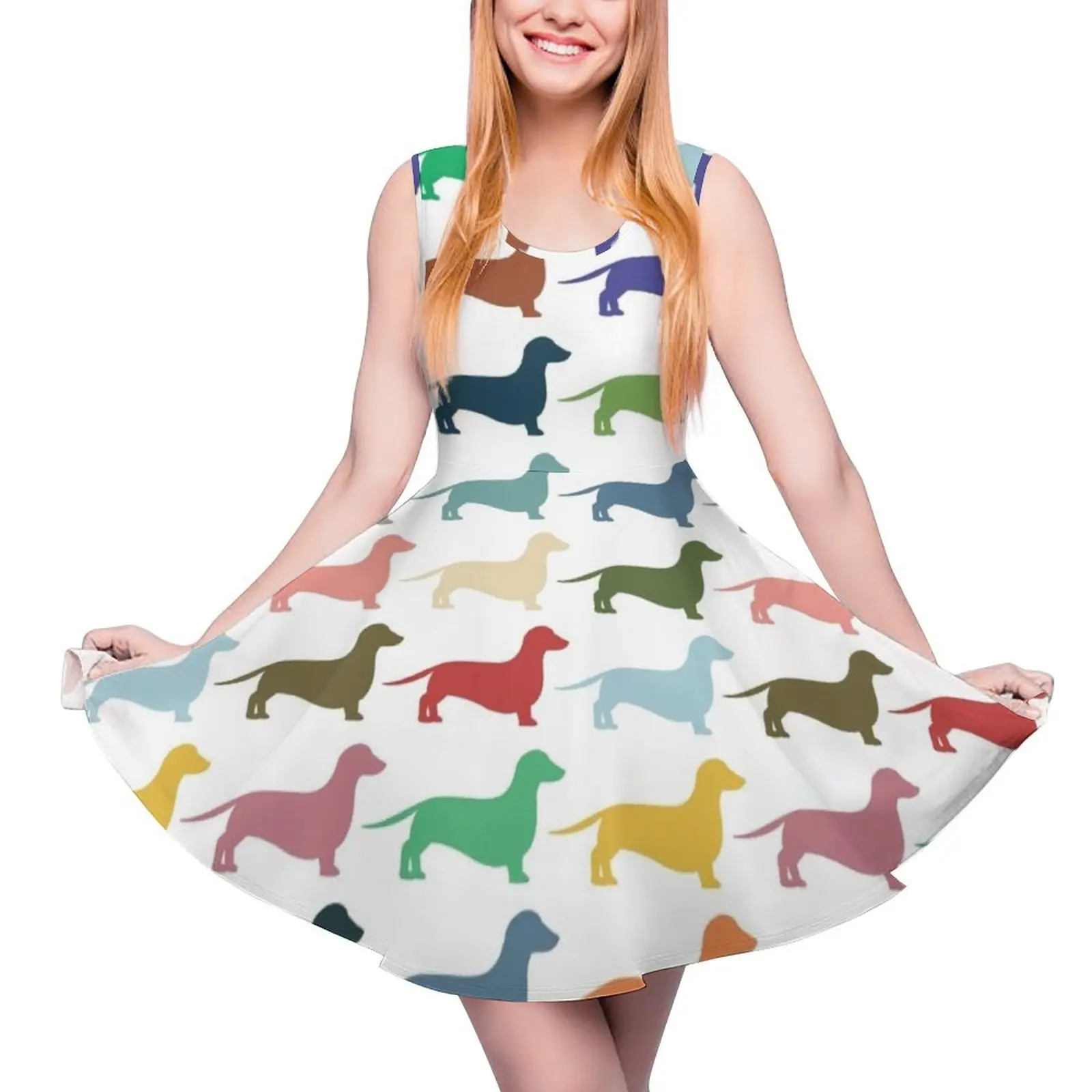 

Dachshunds Round Neck Dress Dresses Women's summer long dress Women's long dress