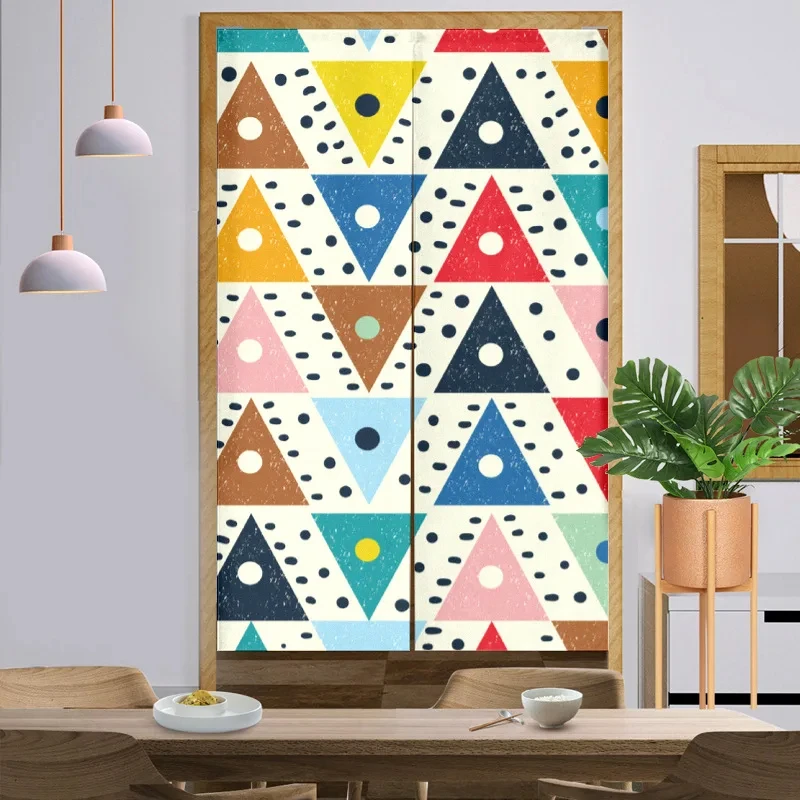 

Простая дверная занавеска с геометрическим принтом, занавески для гостиной, спальни, столовой, в нордическом стиле, Дверные Шторы, льняные занавески с разрезом