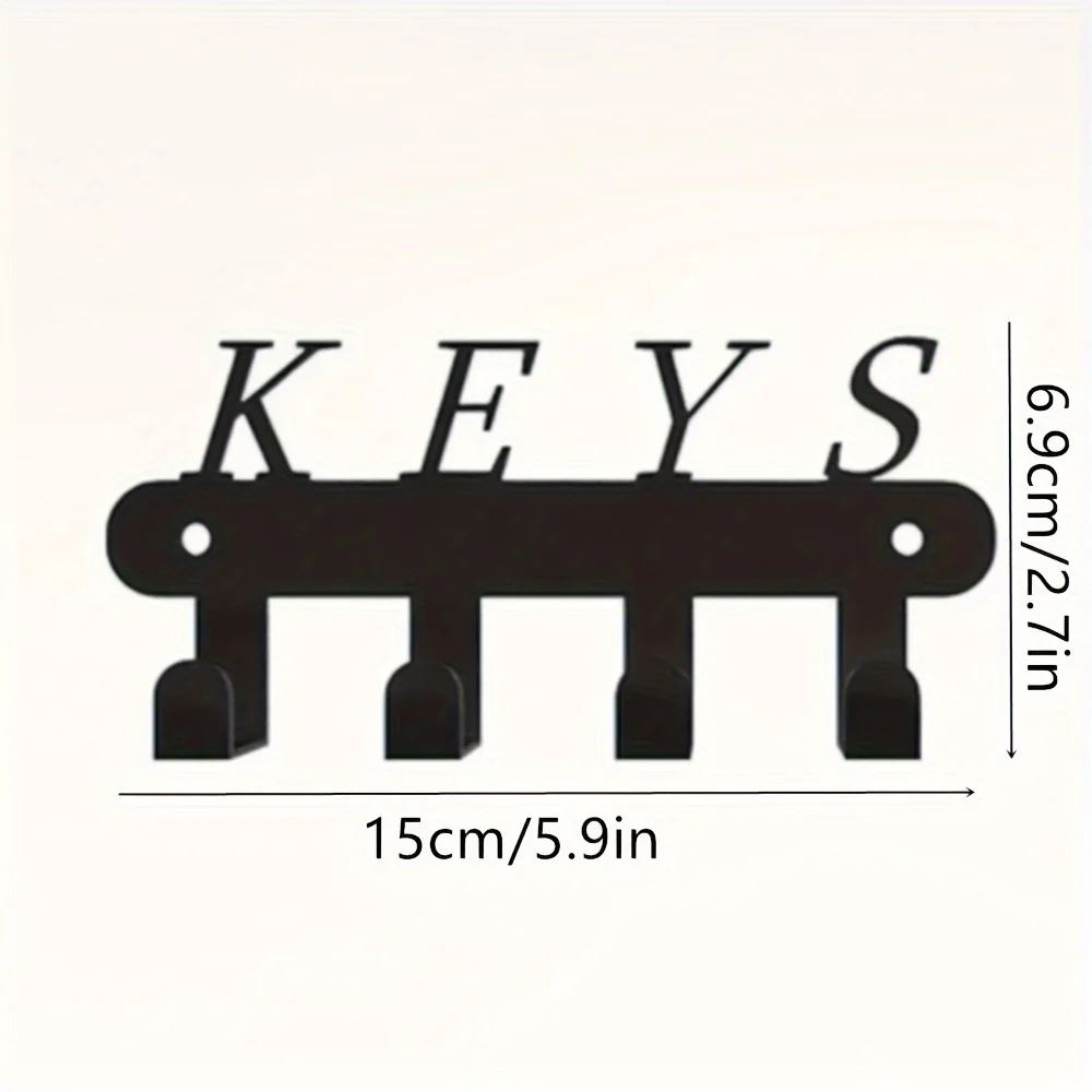 Key Holder for Wall Adhesive 4 Hooks Wall Mounted Black Hangers for Decor No Drill Living Room self adhesive hooks wall hanging hook metal wall key holder key holder adhesive hooks wall key holder magnetic key holder