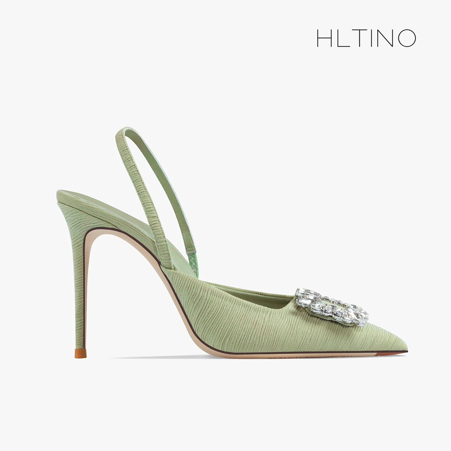 

fresh green slingbacks fashion women sandals with crystal high heeled summer shoes rhinestione covered toe sandal side open shoe