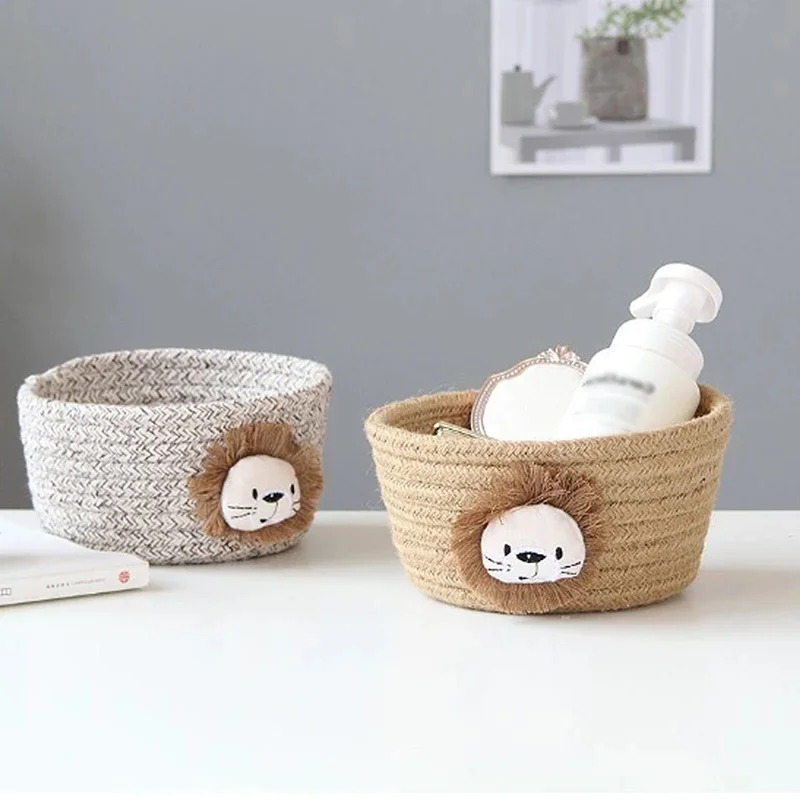 NEW Cartoon Animals Hand Woven Desktop Storage Basket Toys Small Thing