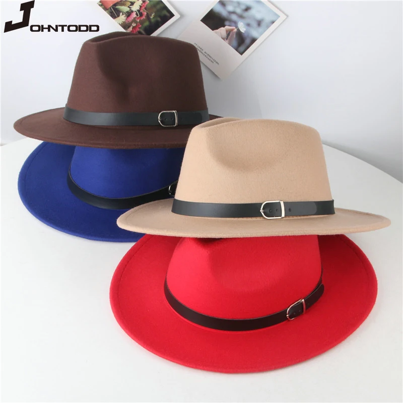 

2020 new Fashion men fedoras women's fashion jazz hat summer spring black woolen blend cap outdoor casual hat Bowler Hats