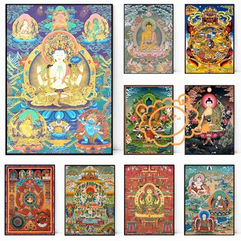 Poster buddista Bodhisattva Buddha Stampa su tela Poster Decorazione artistica da parete buddista Pittura per la decorazione artistica della stanza di casa