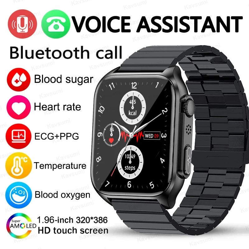 

2023 Blood Glucose Smart Watch Men ECG+PPG Heart Rate Blood Pressure Bluetooth Call Health Watches Smartwatch Women For Xiaomi