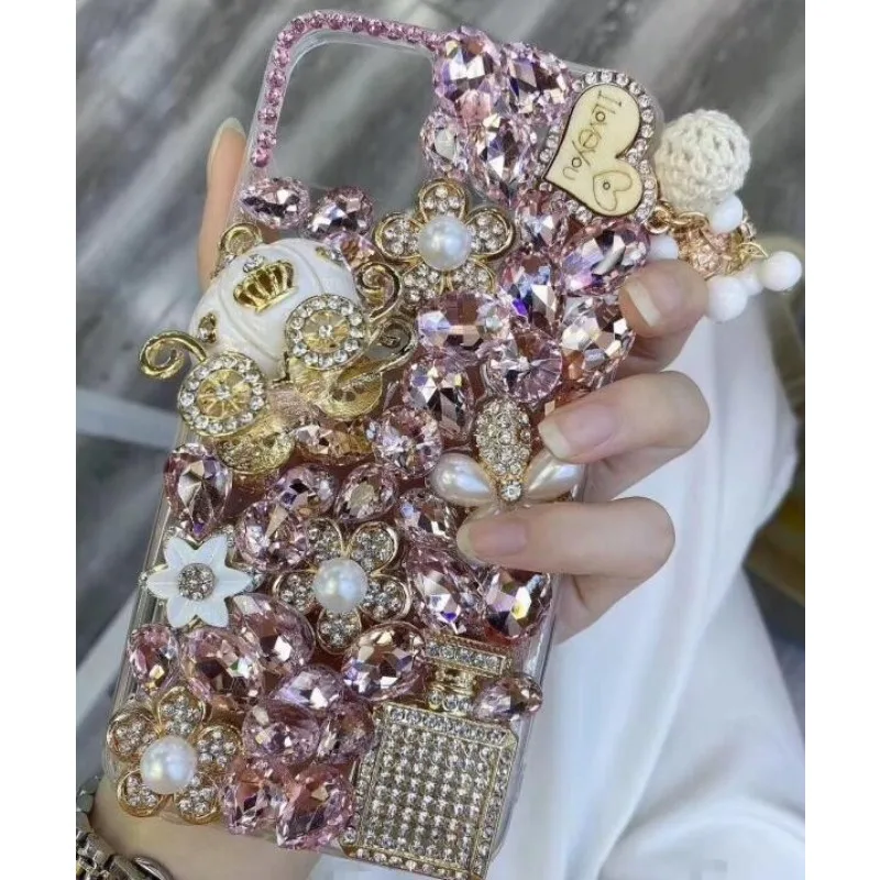Rhinestone Love Diamond Case – For iPhone 7–17 Pro Max & Air Series