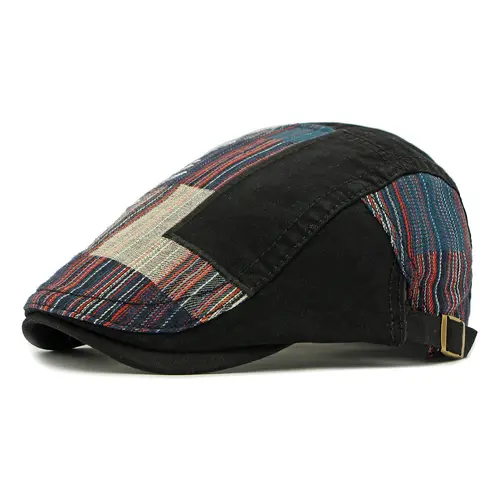 Vintage Cotton Peaked Cap for Men & Women Casual Adjustable Newsboy Hat with Patchwork Design Sun Unisex Baseball Cap - Image 7