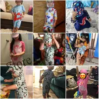 2024 baby boys girls swimwear with cap surfing Wear  swimming suit infant toddler kids children Sunscreen beach bathing Suit 6