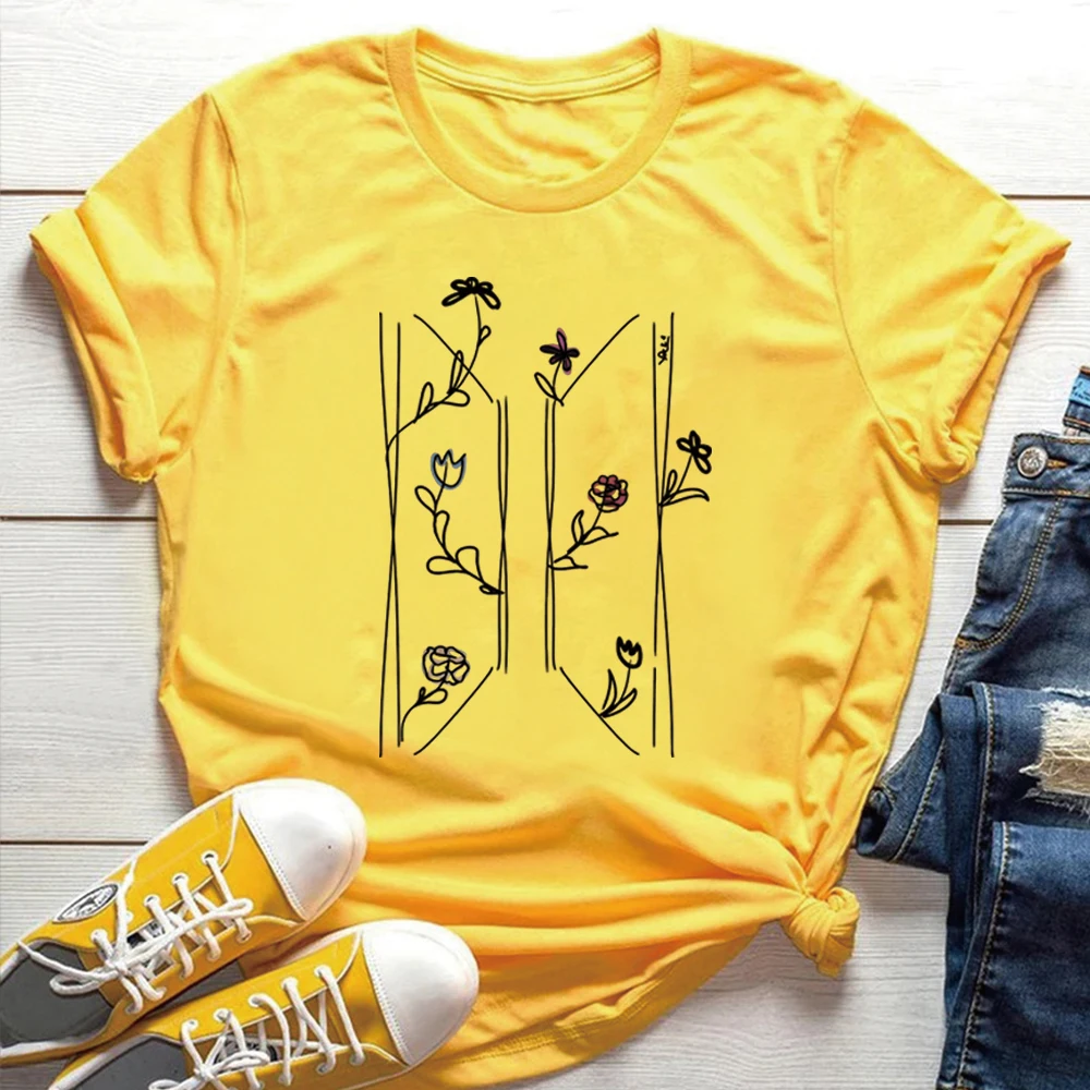 T-Shirt mit floralem Logo, Kpop-Fan-Bekleidung, koreanische Hemden, Kpop Vintage Harajuku Mode, Y2K, Herren, Damen, Kurzarm-Tops, Geschenk für Fans – Detail 14