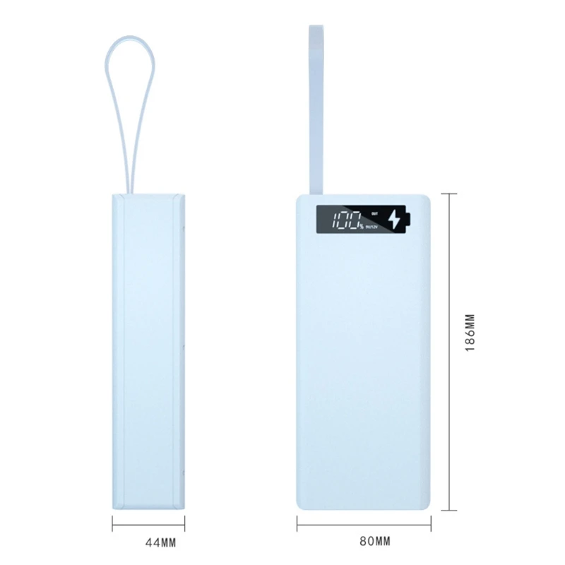 탈착식 QC3.0 PD 빠른 충전 LCD 디스플레이 쉘 A0NB용 케이스용 16x18650 배터리