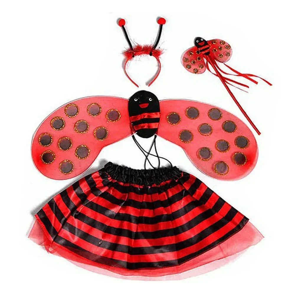 

Princess Fairy Costume Set Halloween Costume Ears Headband Bee Wings Magic Wand Tutu Skirt Cosplay Prop Girls Dress Up