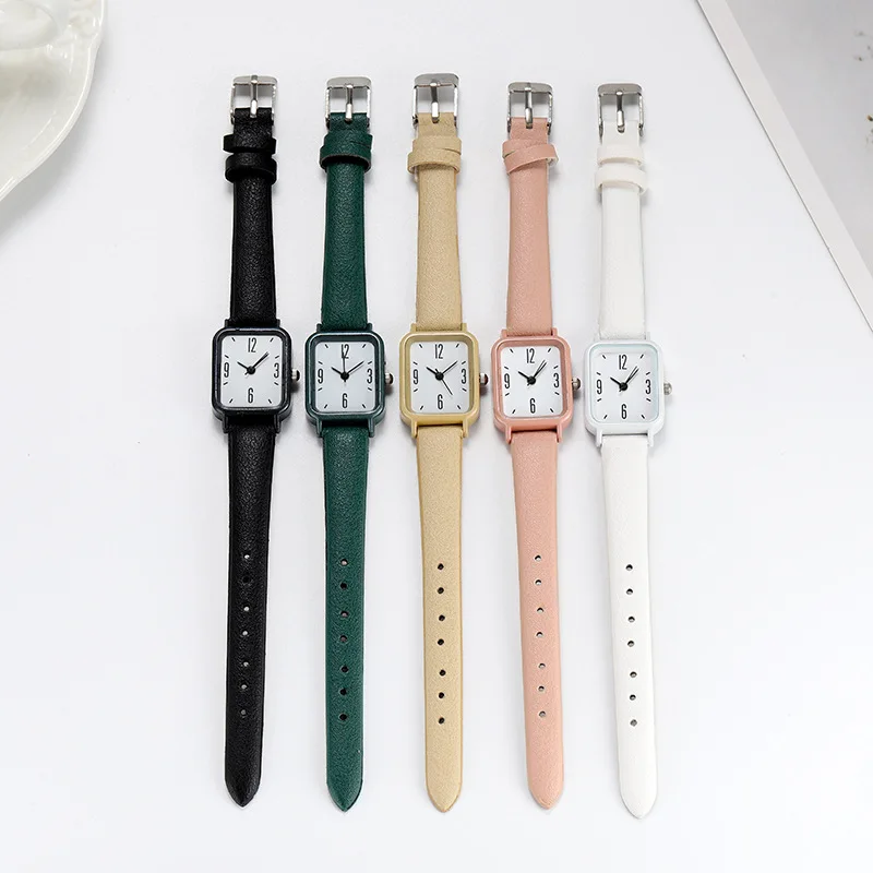 

Ins NordicWatch Female Student Version of Simple Retro Mori Square Harajuku College Style Leather Simple Dress Quartz Wristwatch