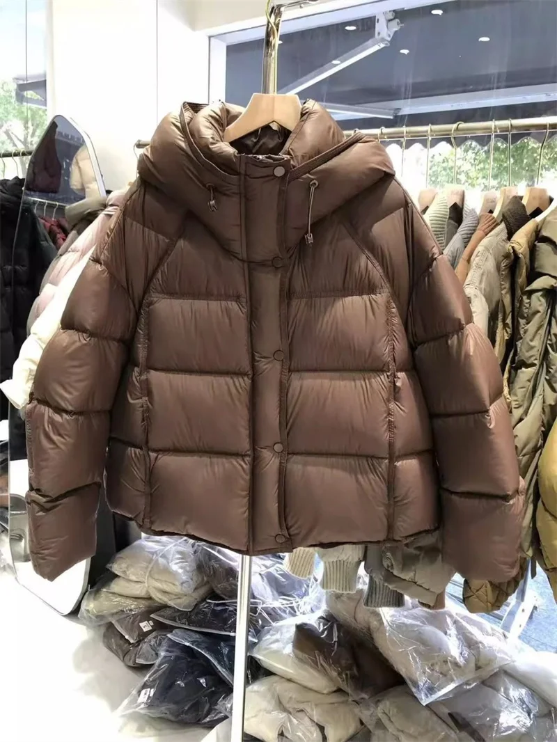Down Jacket Women Parkas Winter 2025 New Short Hooded Warm Cotton Padded Coat Female Fashion Outerwear Korean Thick Overcoat Top