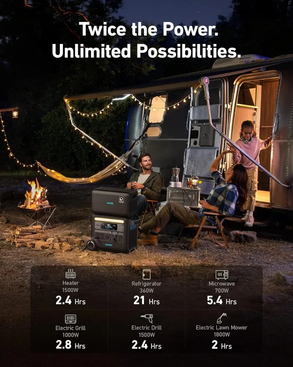 SOLIX F2000 Portable Power Station, PowerHouse 767 and 760 Expansion Battery, 4096Wh LiFePO4 Battery with 4 AC Outlets Up 3