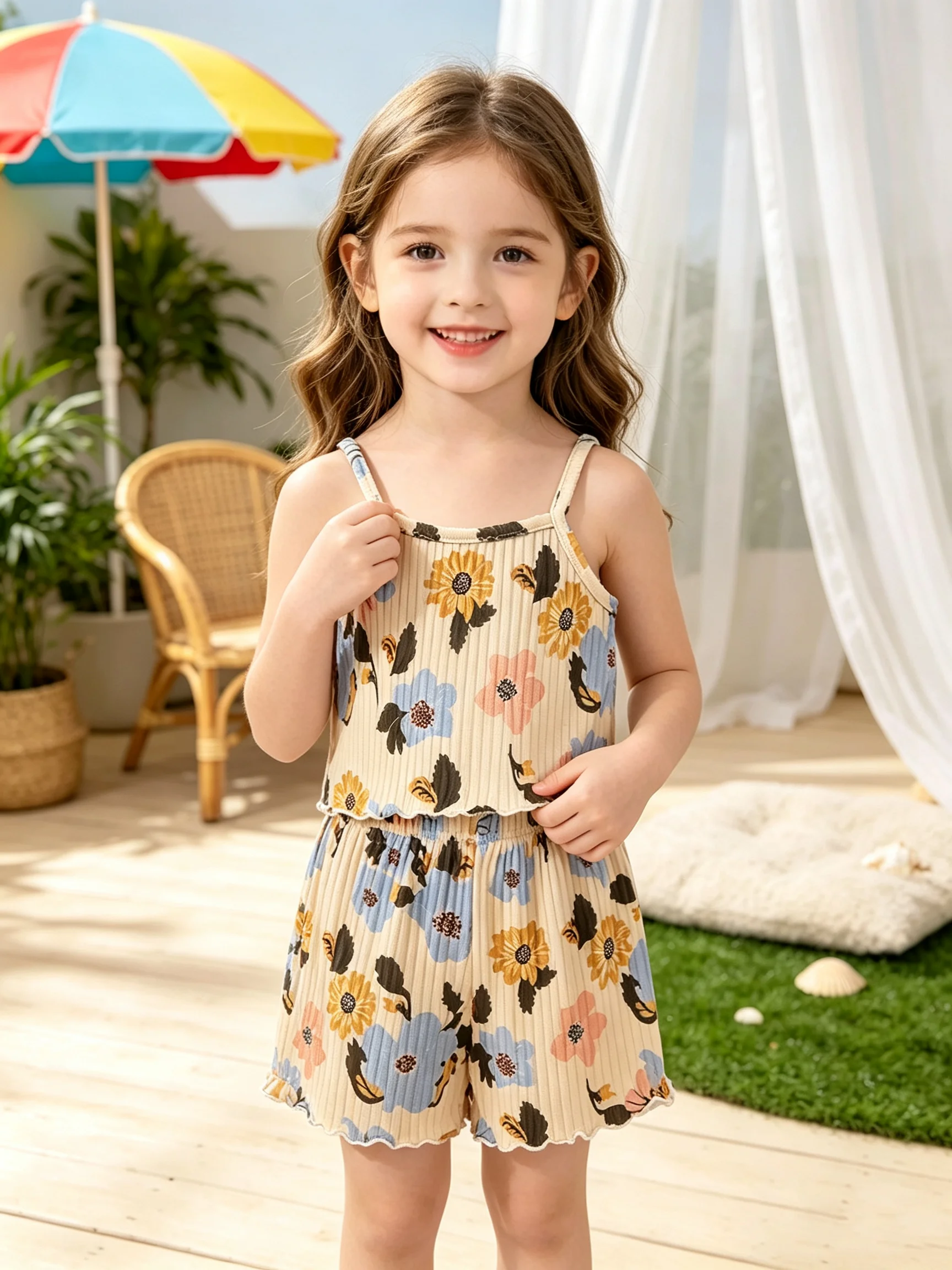 Süßes Sommer-Set für Mädchen: Kurzärmeliges Top und Shorts, Liebliches Alltags- und Reiseoutfit für Kinder