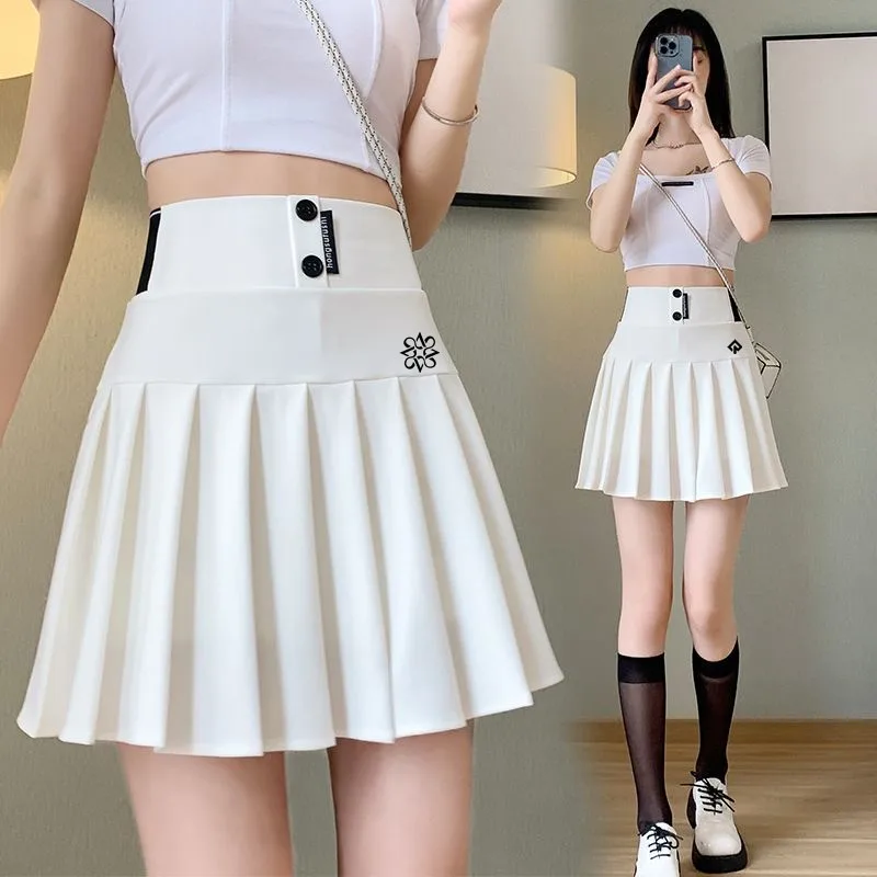 용수철 여름 여성 골프웨어, 럭셔리 브랜드 골프 스커트, 하이 웨이스트 플리츠 스커트, 한국 여성 골프웨어, 2024 패션