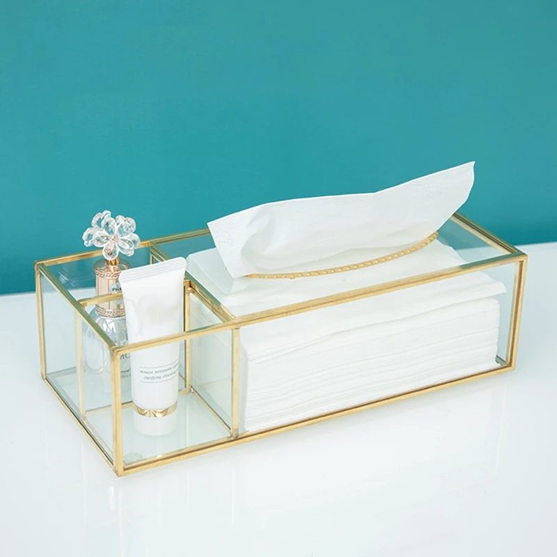 

Золотая коробка для салфеток прямоугольная прозрачная стеклянная коробка для бумажных салфеток для дома диспенсер для салфеток Геометрическая стеклянная коробка для салфеток
