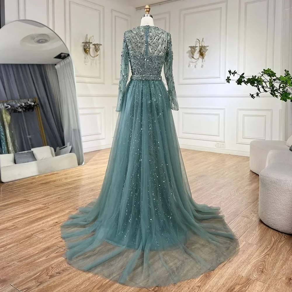 fitted lace wedding dress Turquoise Satin Lace Ball Gown Formal Prom Dress EN5407 Size 8 / Turquoise main image 1