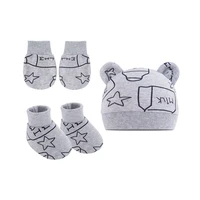 3pcs/lot Newborn Bonnet Gloves Socks Set 0-6 Months Baby rotection Face Cotton Scratch Mittens Infant  Anti-scratch Glove Set 2