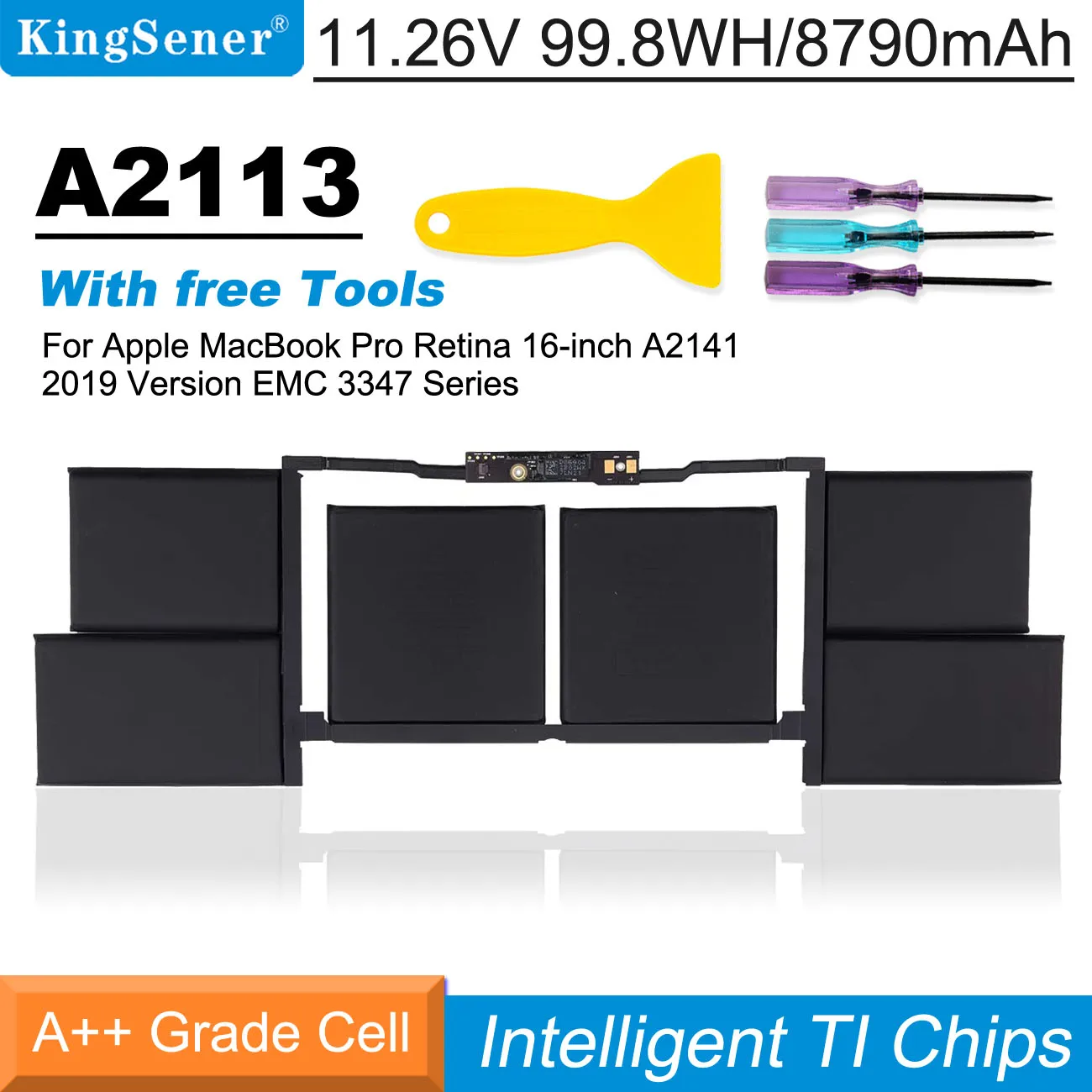 Batteria Per Laptop Kingsener 99,8Wh A2113 Per Apple Macbook Pro Retina 16 ''A2141 2019 Emc 3347 Bto/Cto Mvj2Xx/A Mvvk2Xx/A Mvvl2Xx
