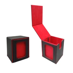Premium Card Deck Box with Display Window and Magnetic Closure - Holds 120+ Sleeved Cards (Red)