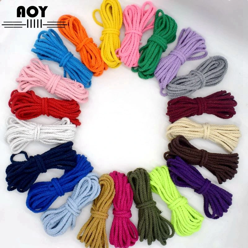 5mm Cotton Rope Craft Decorative Twisted Round Cord for DIY Sewing Handmade Home Textile Decoration Lanyard Thread Cords cotton rope