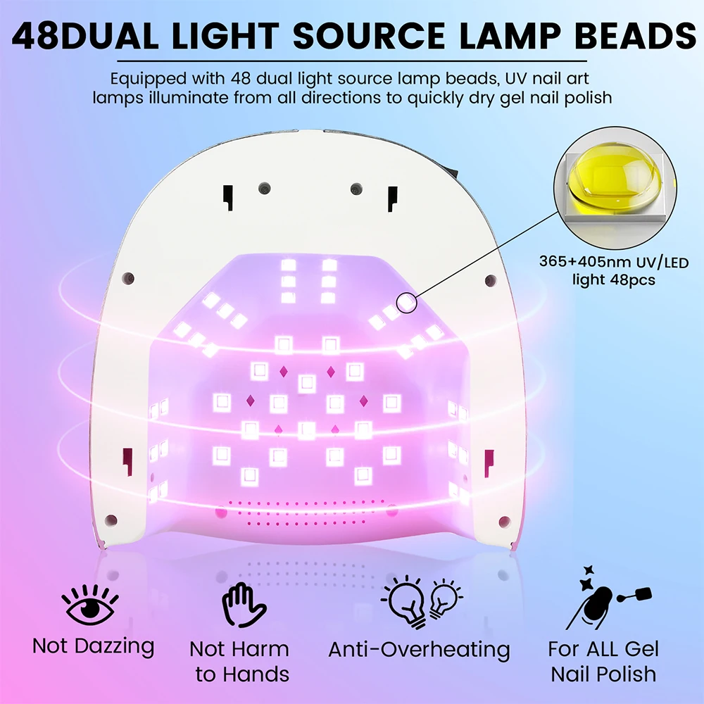 Cordless UV Nail Lamp 48LEDs 168W Professional LED Nail Lamp with Touch Display UV Light for Gel Nails Built-in 3-Timer Modes 2
