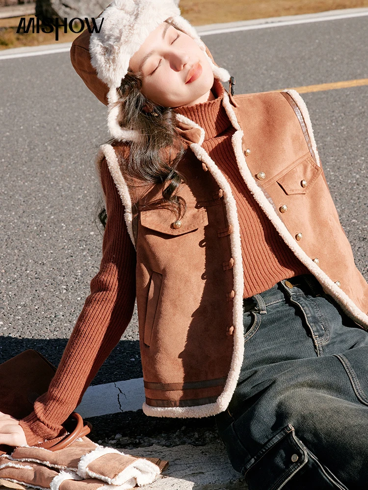 MISHOW Winter Faux Fur Sleeveless Coat Women 2023 Fashion Loose Vintage Fur Integrated Jacket Thick Warm Coats Female MXC52W0225