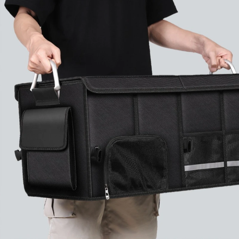 Foldable Waterproof Oxford Cloth Car Trunk Organizer - Large Capacity, Portable Storage for Camping, Fishing, and Travel Accessories