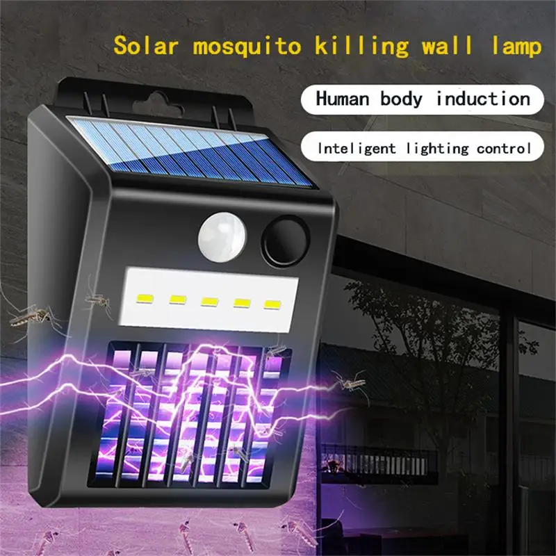 Customizable Solar Mosquito Killer Wall Lamp 2 IN 1 LED Solar Mosquito Killing Wall Lamp Outdoor Ultraviolet Electric Shock