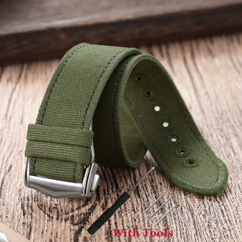 Universal Sport Weave Nylon Watch Strap with Fold Buckle – High Quality Fabric Bracelet