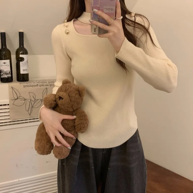 

Свитер с длинным рукавом и вырезами, Осень-зима