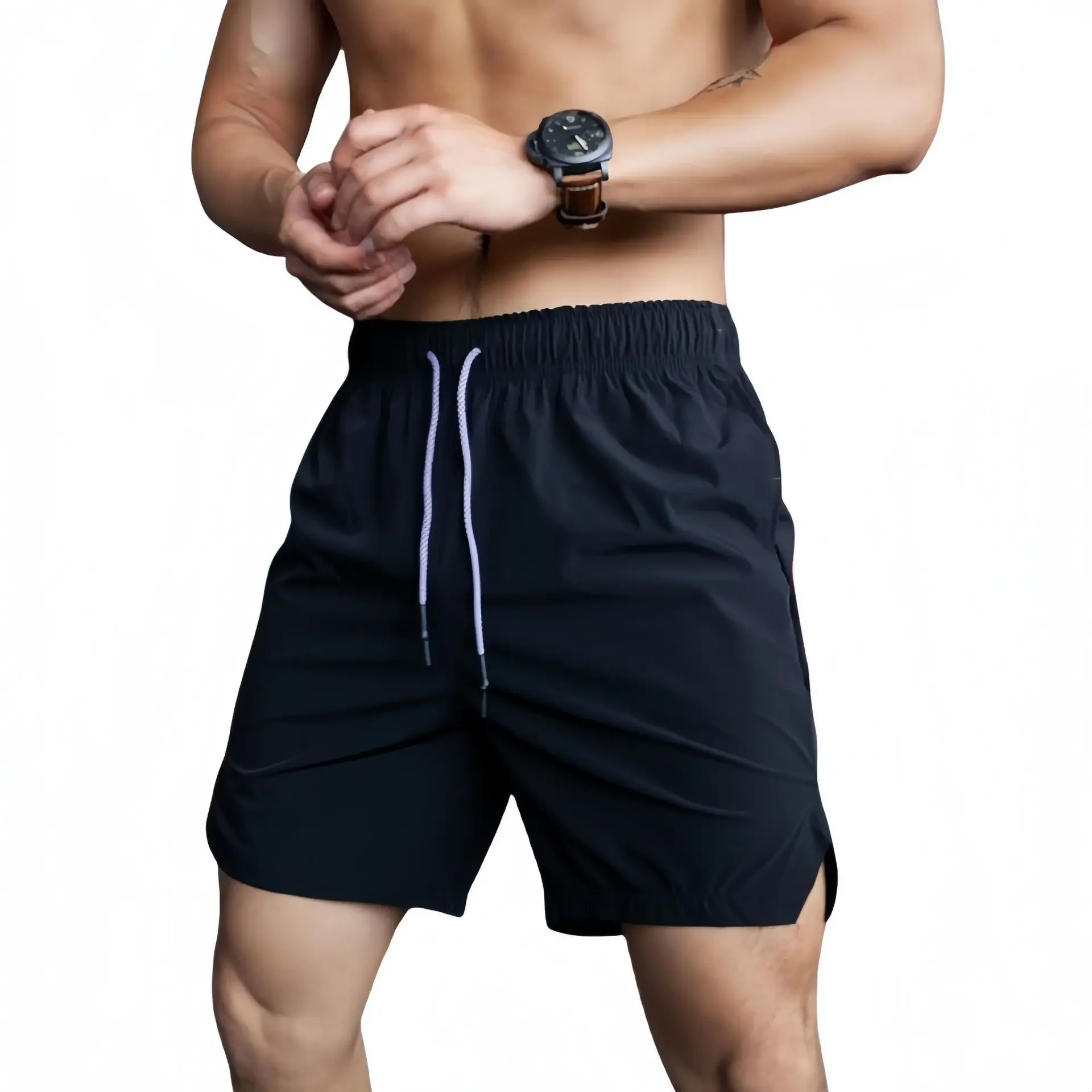 Men's Sport Shorts Five-Quarter Length Training Running Pants Elastic Breathable Quick Dry Large Size Fitness Brother Summer