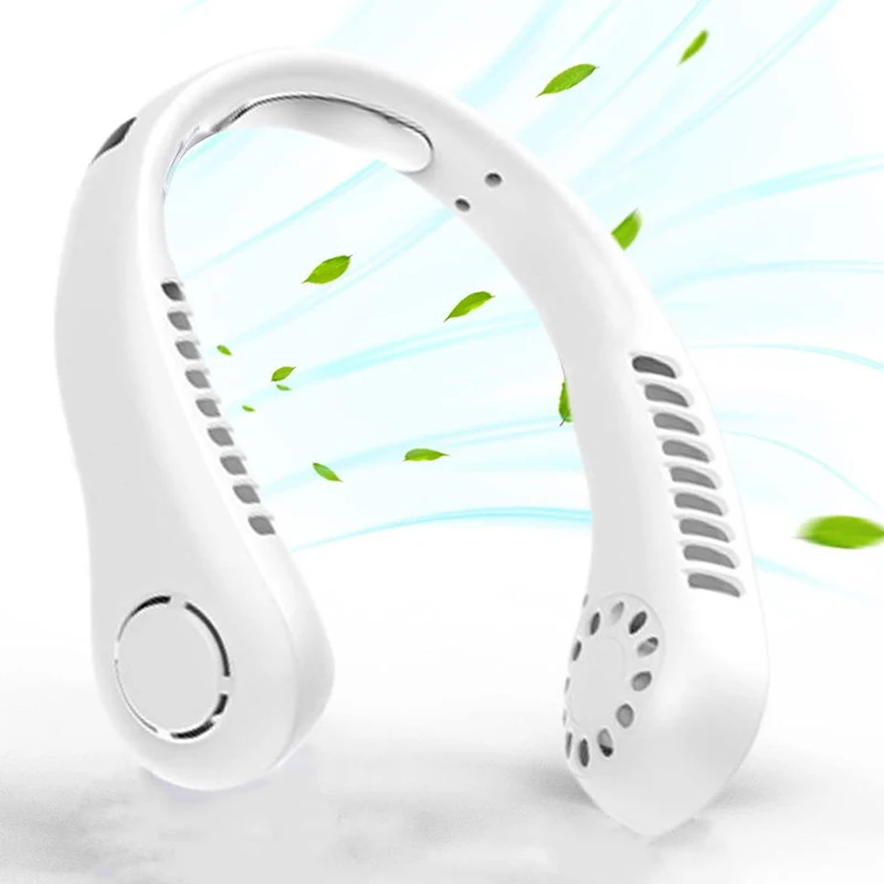 USB 충전 전기 휴대용 걸이식 미니 넥 선풍기, 충전식 학생 블레이드리스 미니 스포츠 선풍기 