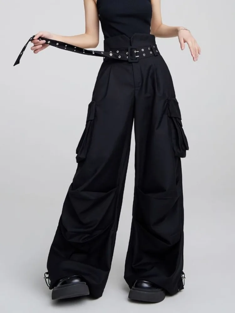 HOUZHOU Y2k Black Baggy Cargo Pants Woman's Oversized Korean Fashion Japanese Style Harajuku Streetwear Vintage Trousers Summer