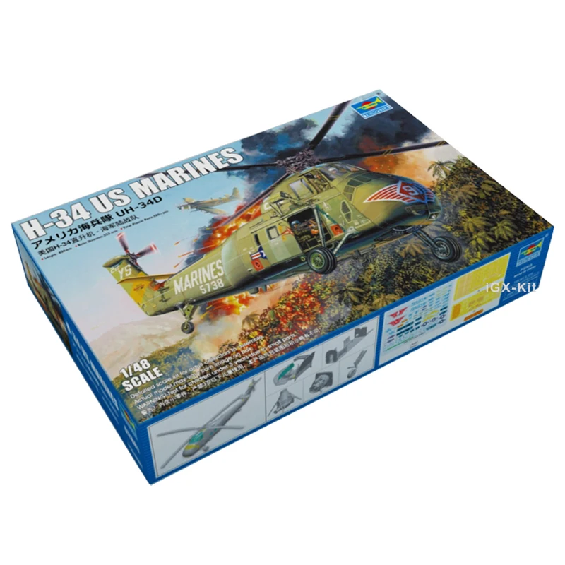 

Trumpeter 02881 1/48 H34 H-34 CH-34D Choctaw американский морской вертолет военное ремесло игрушка подарок пластиковая сборка Модель Строительный комплект