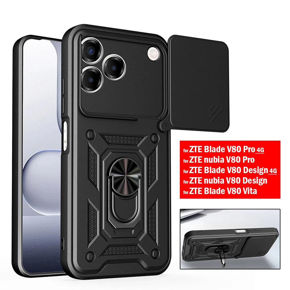 ZTE Blade Protective Slide Camera Ring Kickstand Holder Case