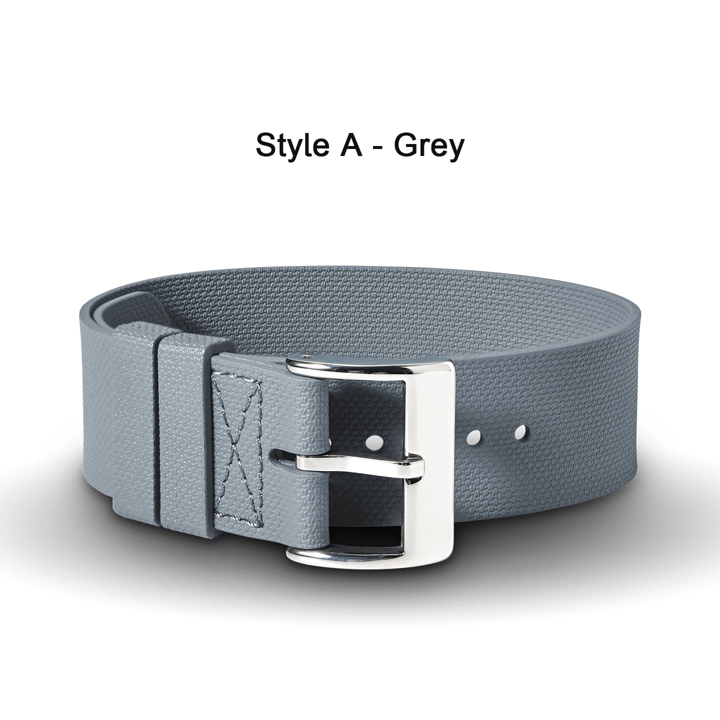 Durable Fluoro Rubber Sport Watch Band - Premium Military-Style One Piece Strap
