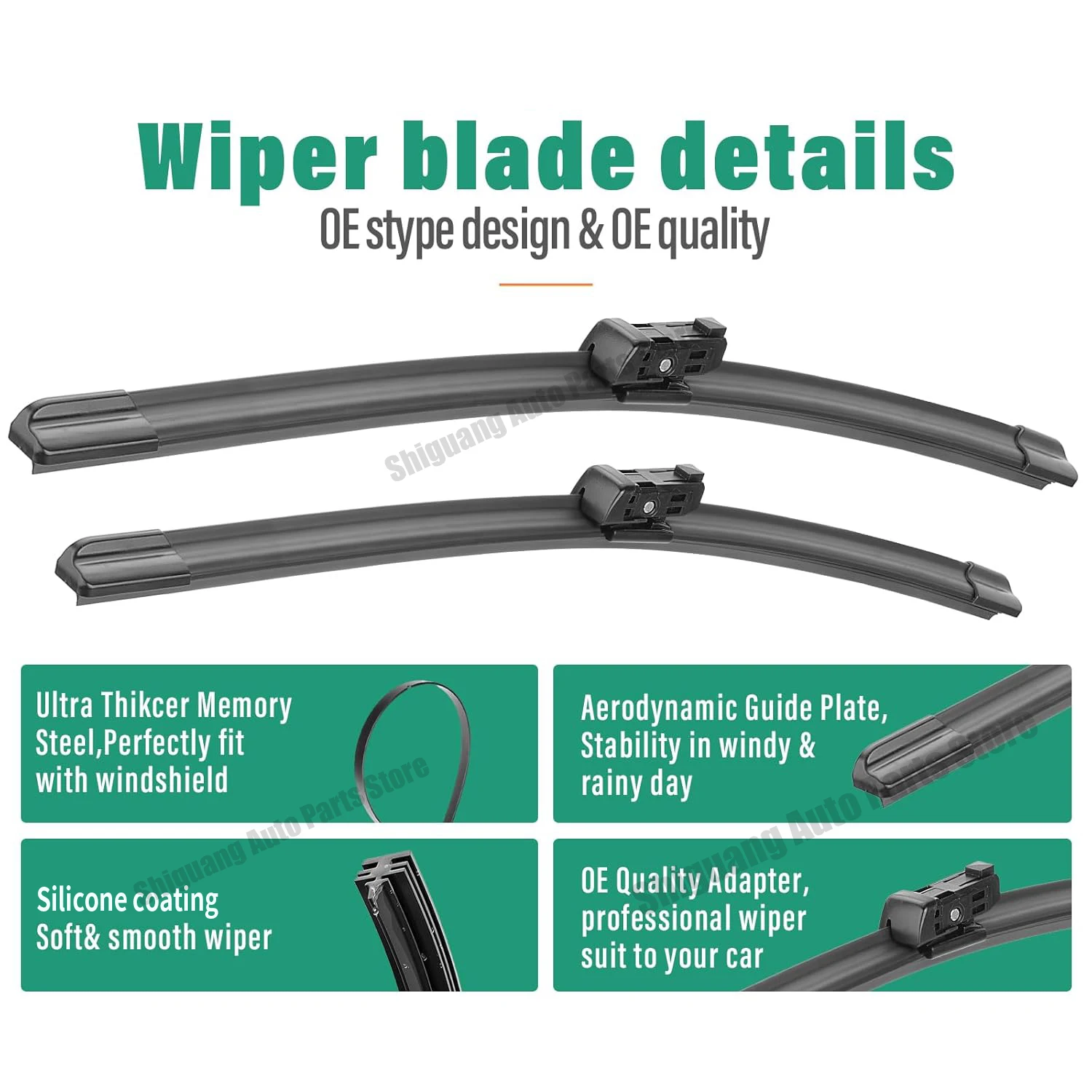 Scheibenwischer mit Silikonbeschichtung vorne für Volkswagen VW Golf 7 7.5 5G1 MK7 Variante 2012–2020 26"+18" Windschutzscheiben-Windschutzscheibenblätter Auto – Detail 2