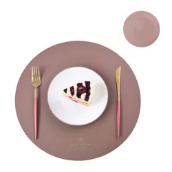 Inyahome Waterproof Non - Slip Insulated Leather Placemats - Nordic Style Christmas Set - Placemat and coaster (Y taupe)