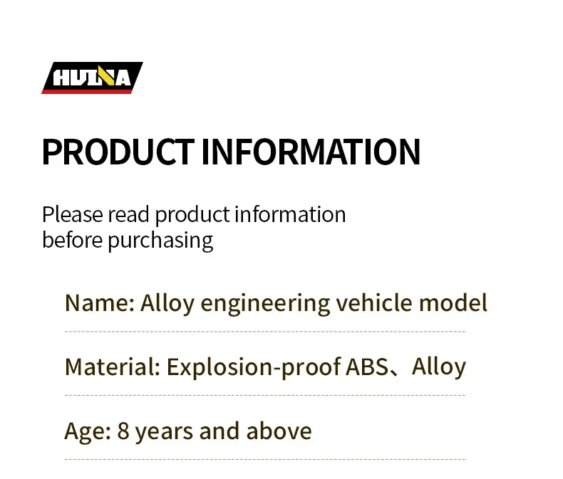 Sb007418a677c46d8b5ec241e909059458 Huina Nowy produkt Statyczna koparka zrzutowa Symulacja pojazdu inżynieryjnego 1:35 Dekoracja zabawek dla dzieci Bez pilota