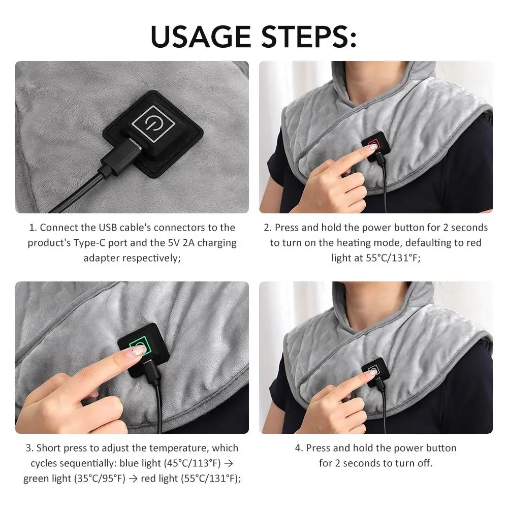 3 Heat Level Electric Heating Shoulder Neck Pad Fast Heating Adjustable Temperature Heated Shoulder Pad Relief Tools