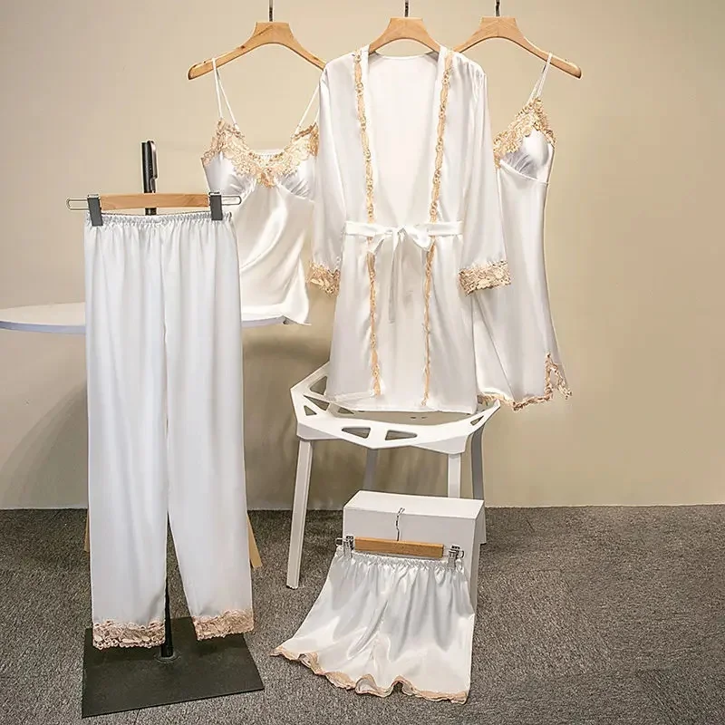 ملابس نوم مثيرة تشبه الحرير، ملابس منزلية، مجموعة...