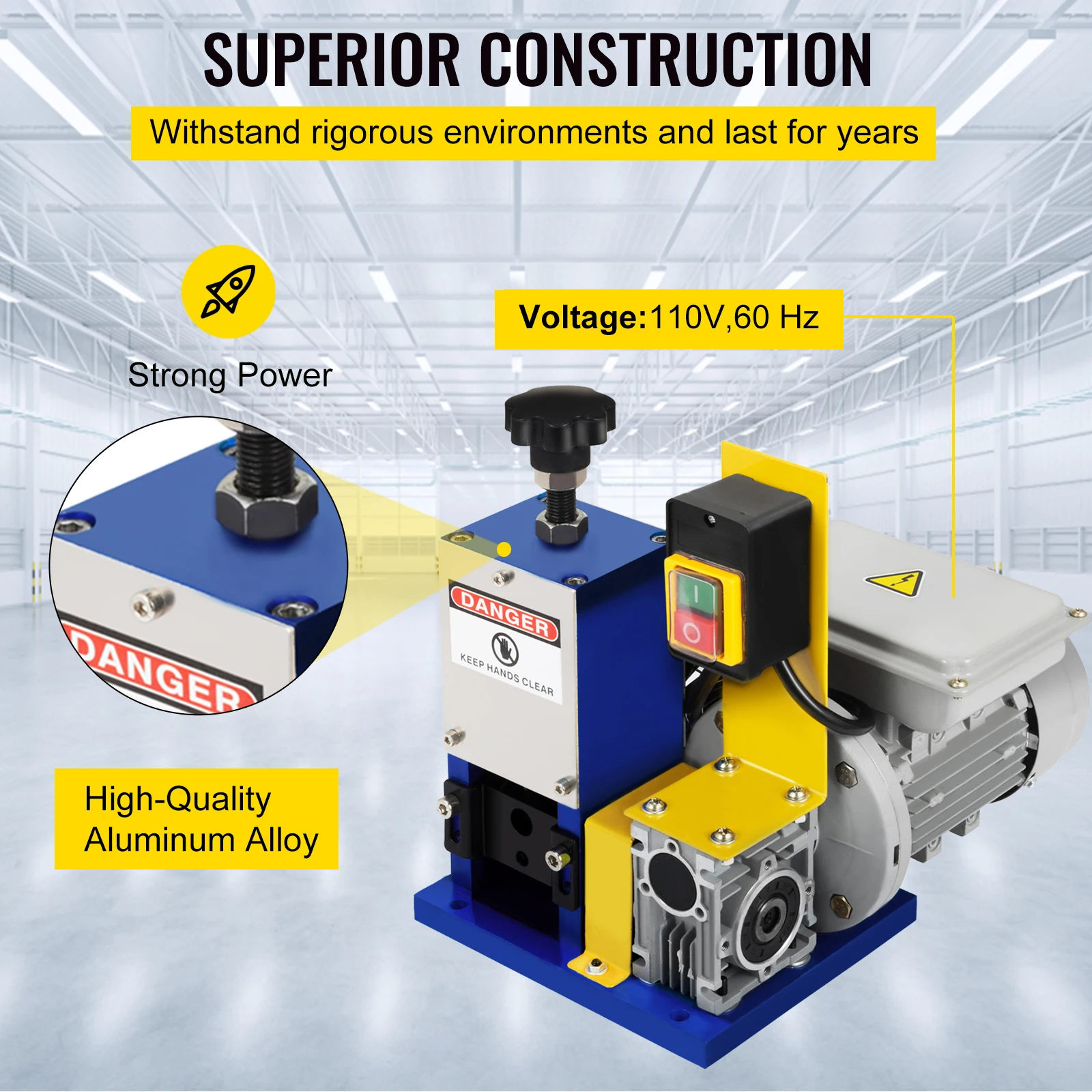 VEVOR Electric Wire Stripping Machine Portable Wire Stripper Cable Stripper 1.5-25mm 180W 220V 110V for Scrap Copper Recycling 3